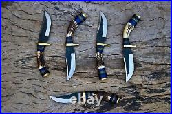 LOT OF 30, 6 inches Handmade Carbon Steel Hunting Knives in Stag Horn Handle