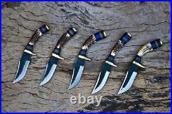 LOT OF 30, 6 inches Handmade Carbon Steel Hunting Knives in Stag Horn Handle