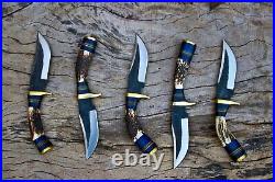 LOT OF 30, 6 inches Handmade Carbon Steel Hunting Knives in Stag Horn Handle