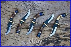 LOT OF 30, 6 inches Handmade Carbon Steel Hunting Knives in Stag Horn Handle