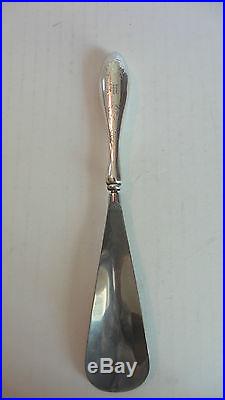 LOVELY ANTIQUE AMERICAN STERLING HANDLED SHOE HORN with ENGRAVED FLORAL DESIGN
