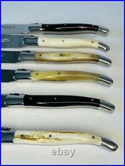 Laguiole En Aubrac Plated 6-Piece Steak Knife Set with Mixed Horn Handles