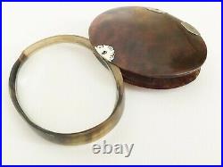 Large Antique Faux Tortoise and Horn Magnifying Glass with Silver Mounts