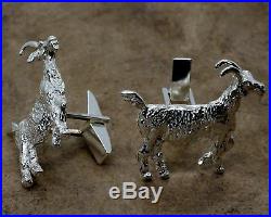 Large Billy Goat Cuff Links With Big Horns in 925 Sterling SIlver