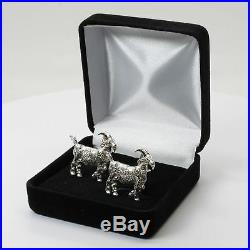 Large Billy Goat Cuff Links With Big Horns in 925 Sterling SIlver