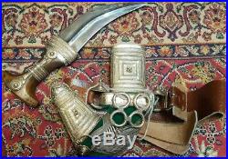 # Large Dagger Old Islamic Saudi South Silver /Jambiya Khanjar with Horn Handle
