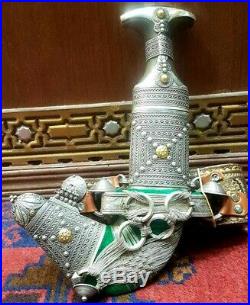 Large Dagger Old Islamic Saudi South Silver /Jambiya Khanjar with Horn Handle