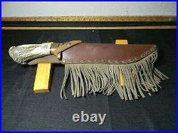 Large Mountain Knife Fixed Blade With Hand Made Sheath- All Hand Forged