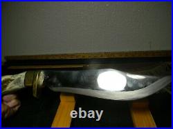 Large Mountain Knife Fixed Blade With Hand Made Sheath- All Hand Forged