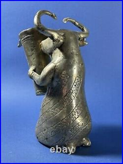 Large Persian Silver Mix Rhyton Depicting Bull With Large Intact Horns CA 500BC