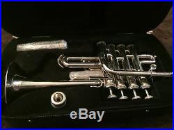 Latest Piccolo Trumpet Bb/A horn Silver Plated NEW 4th Monel valves with case