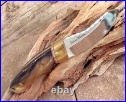 Ledoux Customs Buffalo Horn Handle Knife 7 1/2 OAL withSheath