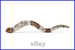 Lion Of Judah Kudu Horn Shofar 28- 32 Inch Coated With Silver Sleeves