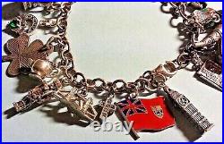Loaded European Sterling Silver Charm Bracelet & 21 Charms, 8 Rare Alps Horn 57g