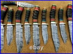 Lot Of 20 Custom handmade Damascus steel knives with IMPALA HORN