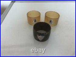 Lot Of 3 Scottish Cow Horn Napkin Rings With Silver Initialled Cartouche