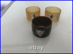 Lot Of 3 Scottish Cow Horn Napkin Rings With Silver Initialled Cartouche