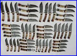 Lot of 20 handmade skinner stag horn hunting knife come with leather sheath