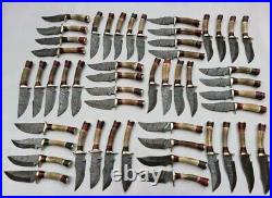 Lot of 20 handmade skinner stag horn hunting knife come with leather sheath