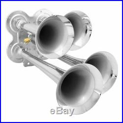 Loud 149dB 4/Four Trumpet Train Air Horn with 12V Electric Solenoid Zinc al U3A8