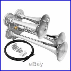Loud 149dB 4/Four Trumpet Train Air Horn with 12V Electric Solenoid Zinc al U3A8