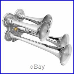 Loud 149dB 4/Four Trumpet Train Air Horn with 12V Electric Solenoid Zinc alloy F