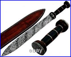Louis Salvation Best Handmade Damascus Steel Sword With Bull Horn Handle