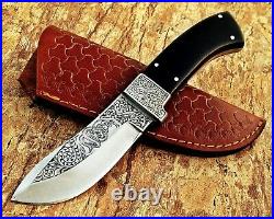 Louis Salvation Best-seller Handmade Engraved Hunting Knife With Bull Horn Handl