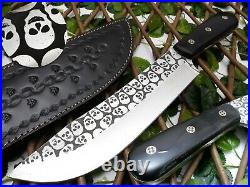 Louis Salvation Custom & Handmade Etching Steel Blade With Bull Horn Handle