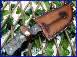 Louis Salvation Handmade D2 Steel Etching Hunting & Bowie Knife With Ram Horn Hd