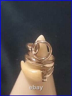 Lovely Genuine GUCCI Rare Sterling Silver Horse Bit Ring With Horn Tip Size L