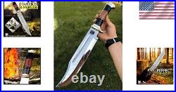 Luxury Hunting Knife with Horn Handle 18-Inch Bowie Knife & Leather Sheath