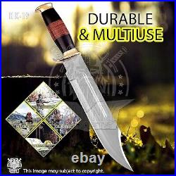 Luxury Hunting Knife with Horn Handle 18-Inch Bowie Knife & Leather Sheath