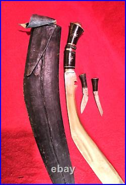 MASSIVE Vintage Kukri Knife Set with Sheath