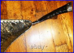 MCM 22 Hand Hammered Leaf Shape 3 Leg Silver Tray With Ram Horn Handle