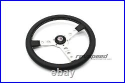 MOMO Prototipo Silver Steering Wheel Black Leather 350mm With ALPINA Horn Button