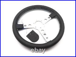 MOMO Prototipo Silver Steering Wheel Black Leather 350mm With BMW Horn Button