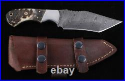 MONTANA TERRITORY KNIVES Custom Tanto Hunting Knife with Rams Horn Handles M T
