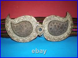 Macedonian/Greek/Bulgarian handmade old authentic silver buckles with horn tile
