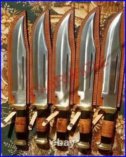 Mae Buy 4 1 Free Rambo Custom Handmade D2 Steel Knives With Horn, Leather, Bra