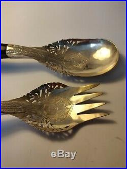 Malay Antique Horn Serving Spoons with Silver Mounts