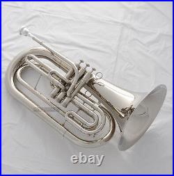 Marching Baritone Silver Nickel Plated Bb Horn With Case FREE SHIPPING