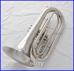 Marching Baritone Silver Nickel Plated Bb Horn With Case FREE SHIPPING