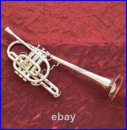 Marching Trumpet Monel Piston Bb Silver Plated Horn With Case Free shipping