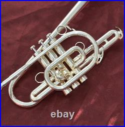 Marching Trumpet Monel Piston Bb Silver Plated Horn With Case Free shipping