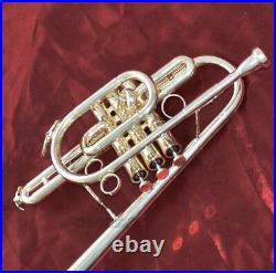 Marching Trumpet Monel Piston Bb Silver Plated Horn With Case Free shipping