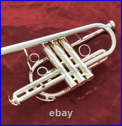 Marching Trumpet Monel Piston Bb Silver Plated Horn With Case Free shipping