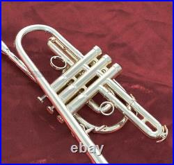 Marching Trumpet Monel Piston Bb Silver Plated Horn With Case Free shipping