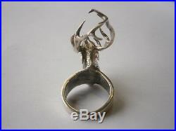 Massive ring DEER with horns Sterling SILVER Cervus Jewelry gift Stone Unisex
