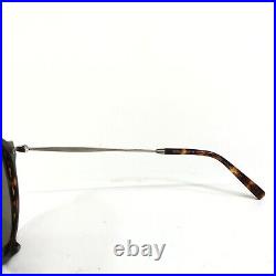 Matsuda Sunglasses M1013 MMG Silver Brown Horn Round Frames with Green Lenses